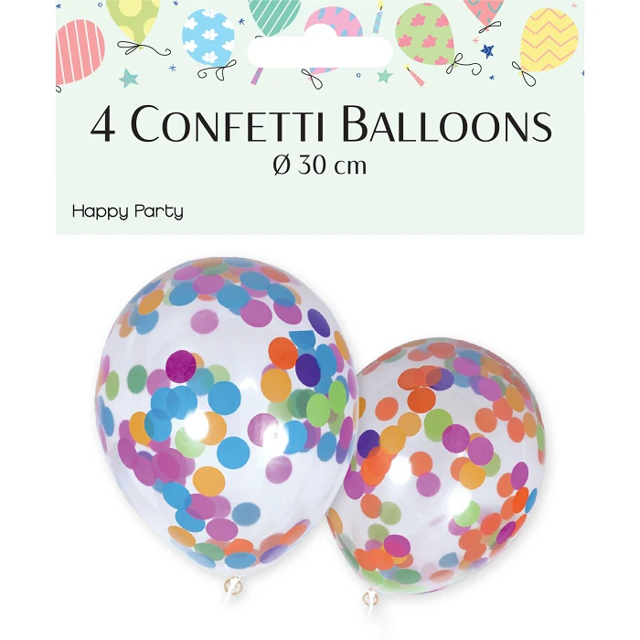 Ballong konfetti 4-p Happy Party