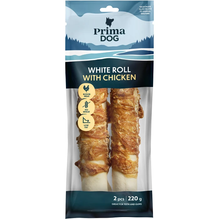 Vit tuggrulle med kyckling 2-p 220g PrimaDog