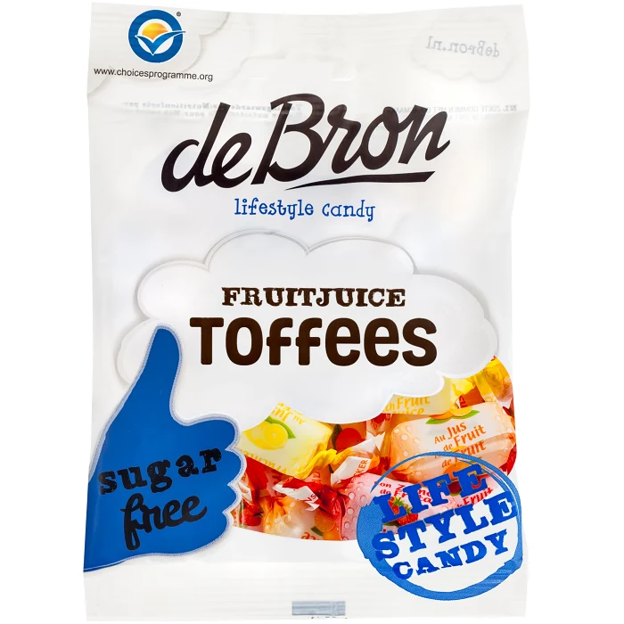 Fruitjuice Toffees Sockerfri 90g De Bron