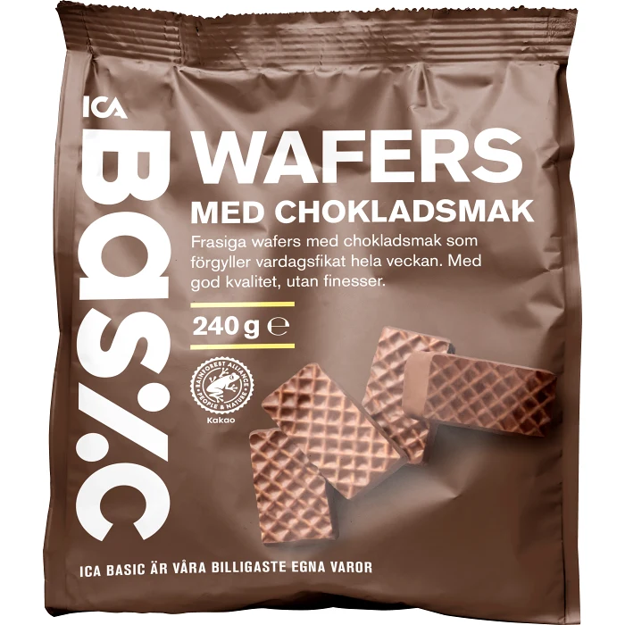 Chokladwafers Hasselnötsfyllning 240g ICA Basic
