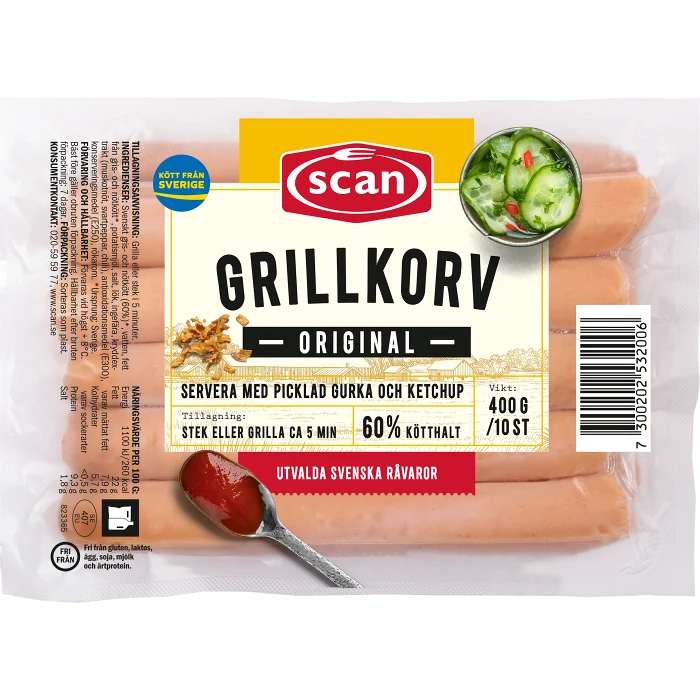 Grillkorv Original 60% Kötthalt 400g Scan