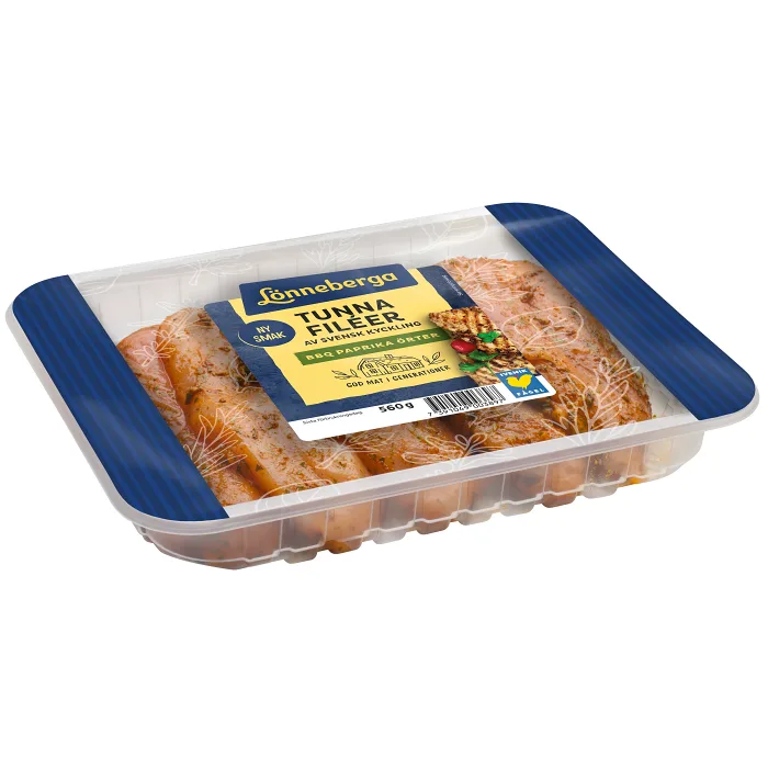 Kycklingfiléer Färska Tunna BBQ Paprika/Örter 560g Lönneberga