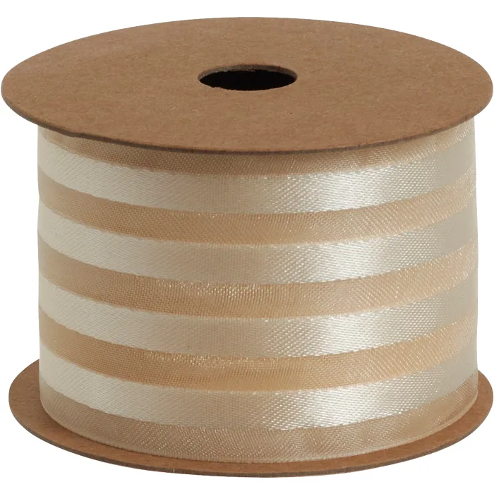 Organzaband randig vit 4 cm x 5m