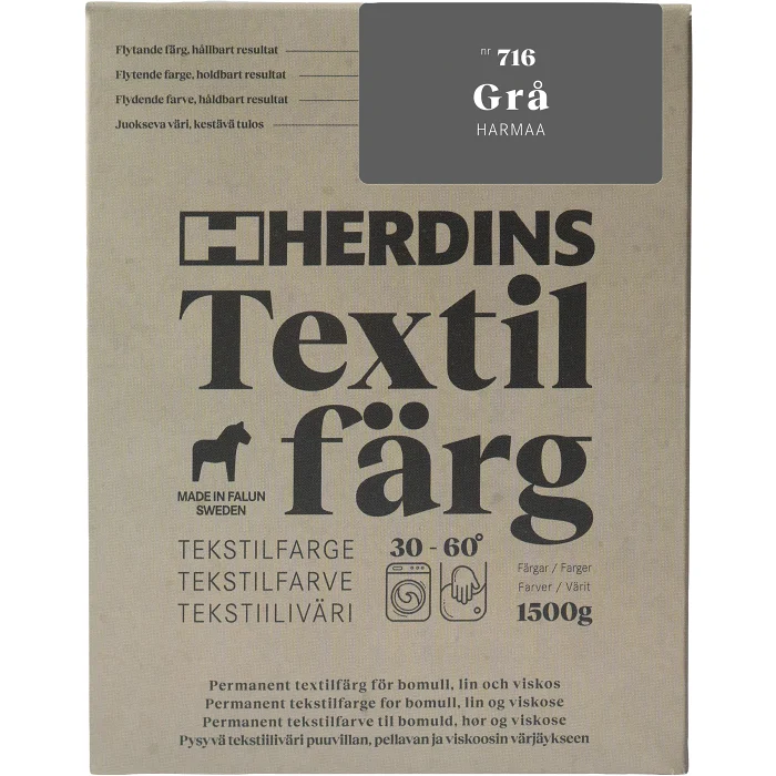 Textilfärg Natural fibre Grå Herdins