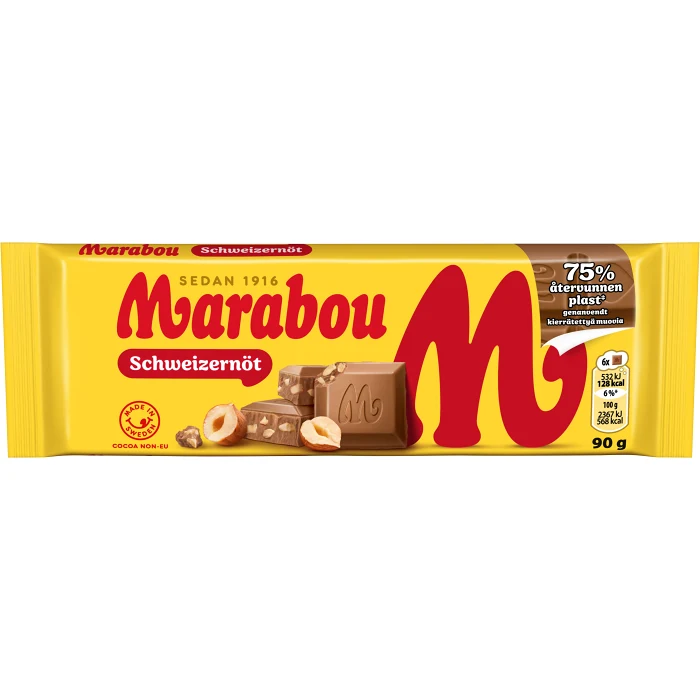 Chokladkaka Schweizernöt 90g Marabou