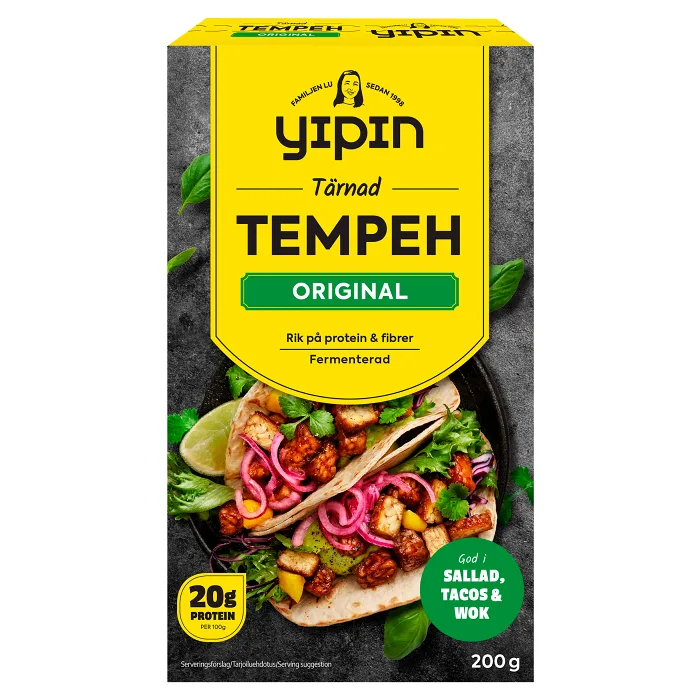 Tempeh naturell tärnad 200g YiPin