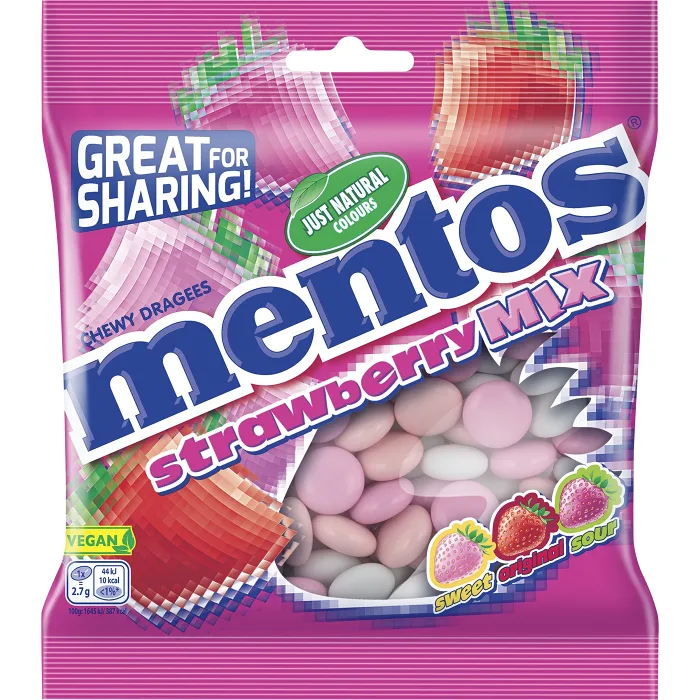 Godispåse Strawberry Mix 150g Mentos