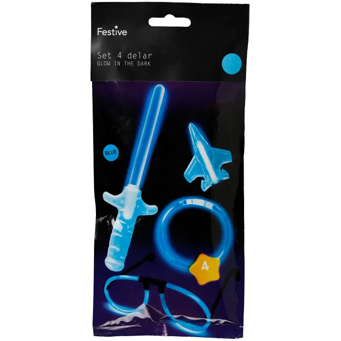 Set Glow in the dark Blå 4-p