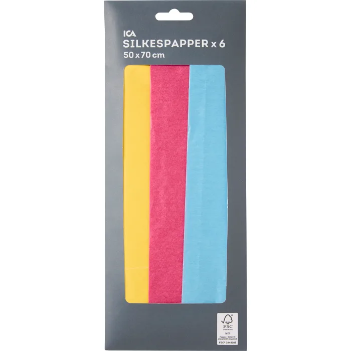 Silkespapper klara färger 6 ark 50 x 70 cm