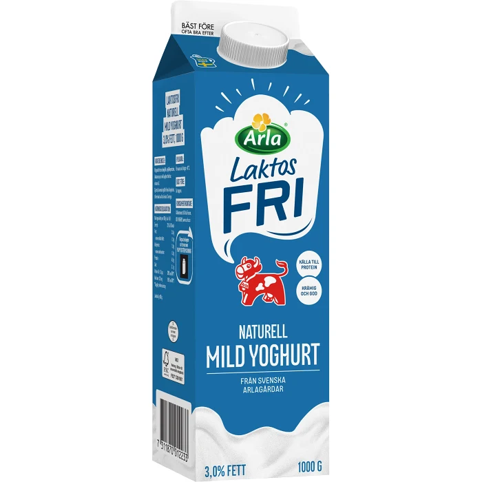 Yoghurt Mild Laktosfri 3% 1000g Arla Ko®