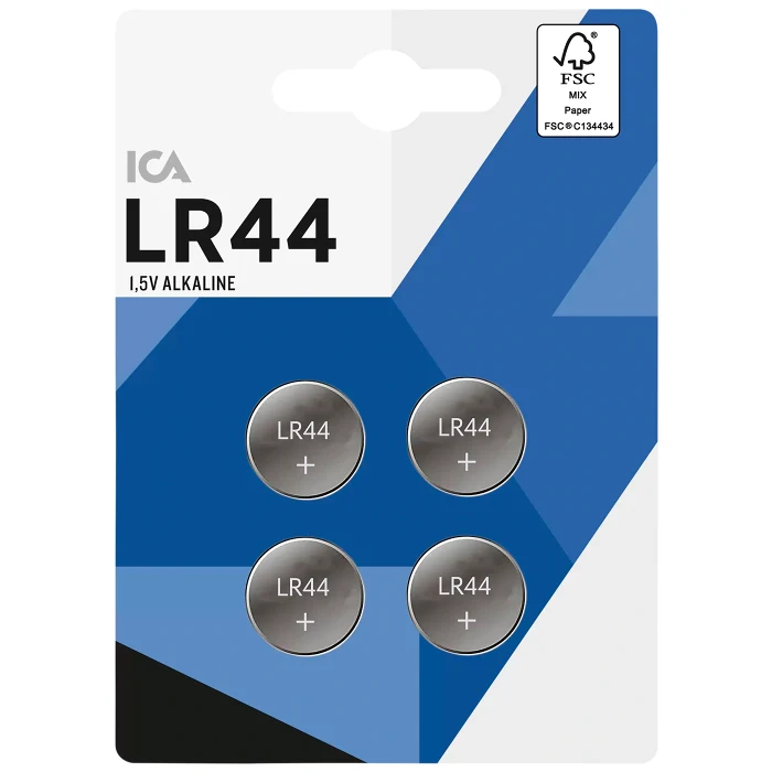 Knappcell Alkalisk LR44/A76 1,5V 4p ICA