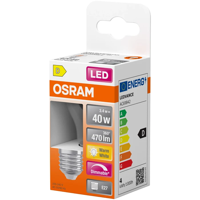 LED Klot E27 470lm(40W) Dimbar Osram