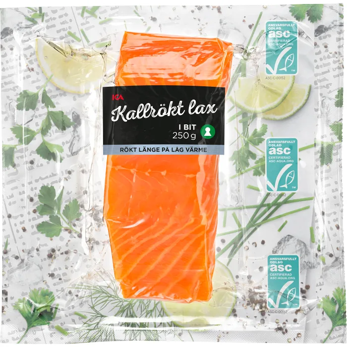 Lax Färsk Kallrökt i bit 250g Miljömärkt ICA