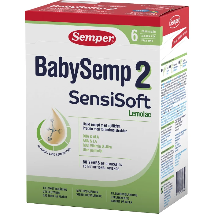 Tillskottsnäring BabySemp 2 Sensisoft Lemolac Från 6m 700g Semper