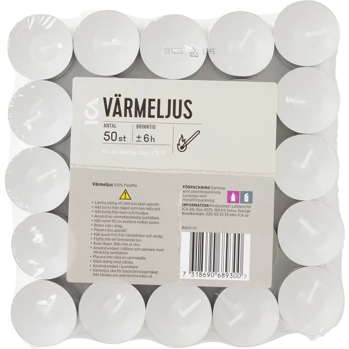 Värmeljus 6H 50p ICA
