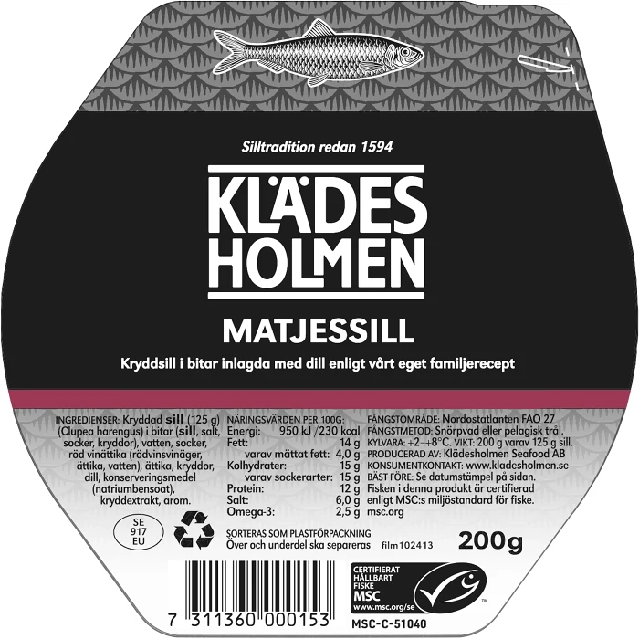 Matjessill i bit 200g Klädesholmen