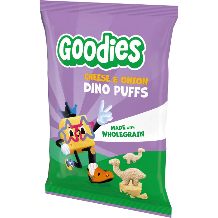Barnsnacks Dino puffs cheese & onion Från 3år 30g Goodies