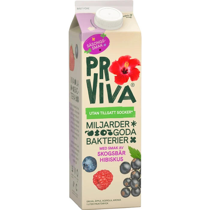 Fruktdryck Skogsbär Hibiskus 1000ml Proviva