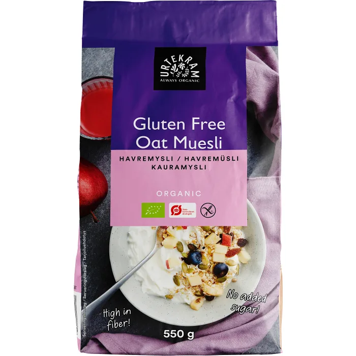 Havremüsli Glutenfri 550g Miljömärkt Urtekram