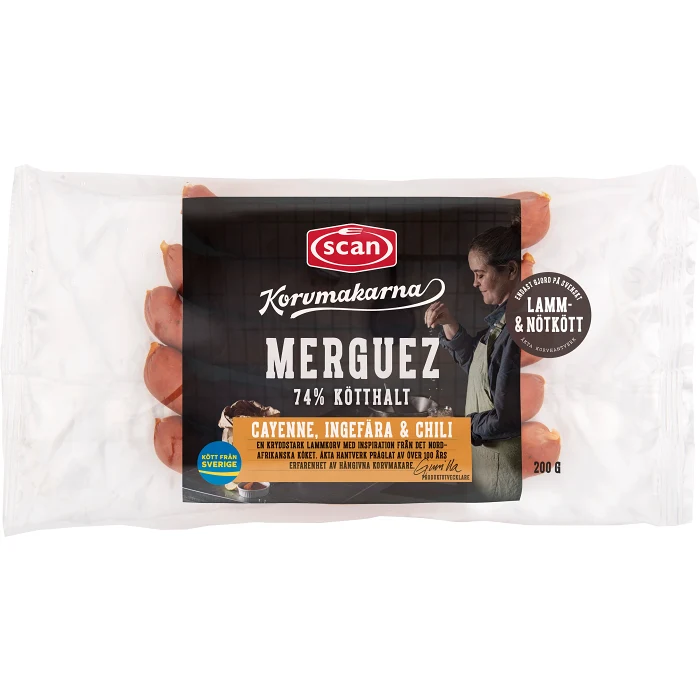 Lammkorv Merguez 74% Kötthalt 200g Scan
