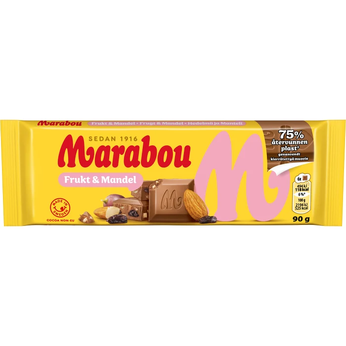 Chokladkaka Frukt & Mandel 90g Marabou
