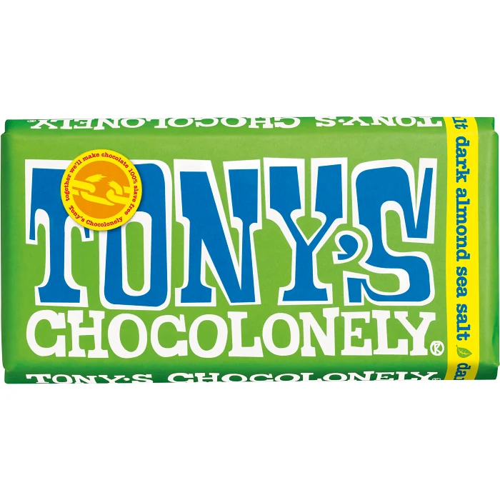 Chokladkaka Mörk Almond sea salt 180g Tony's Chocolonely