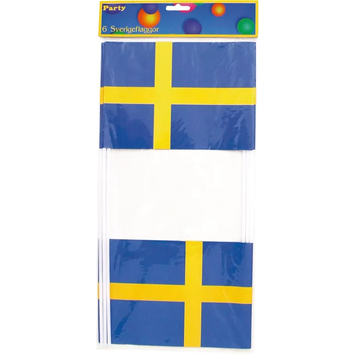 Flaggor med pinne 14x21cm 6-p Alrik Hedlund