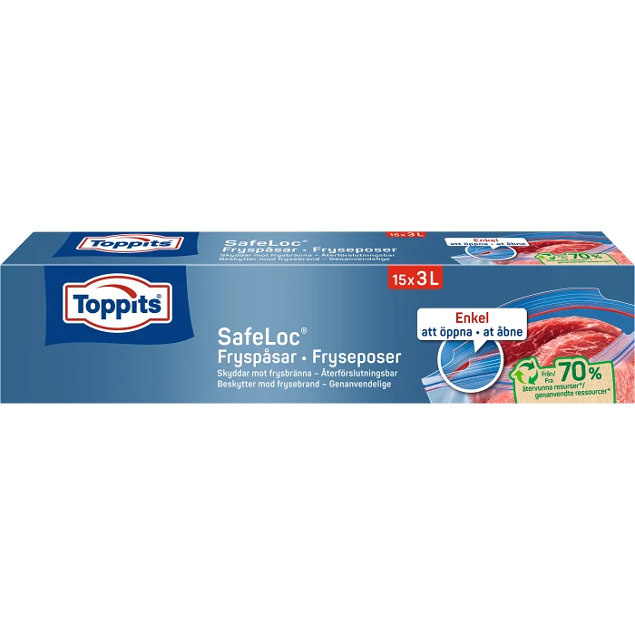 Fryspåsar med dubbelförslutning 3l 15st Toppits