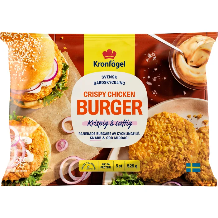 Crispy chicken burger 525g Kronfågel