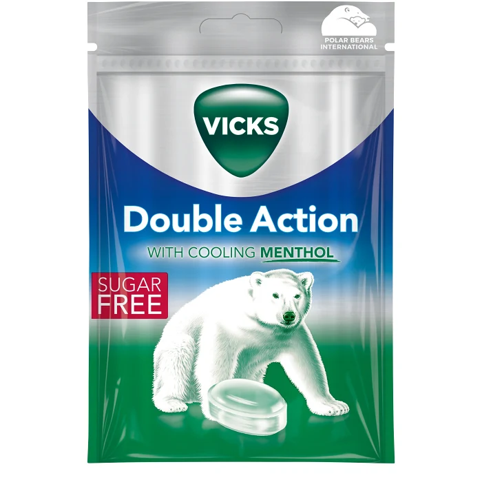 Halstablett Double Action Eucalyptus sockerfri 72g Vicks