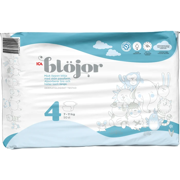 Öppna Blöjor Strl 4 7-11kg 50-p Miljömärkt ICA