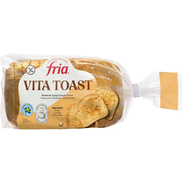 Vita toast formbröd Glutenfri Fryst 500g Fria