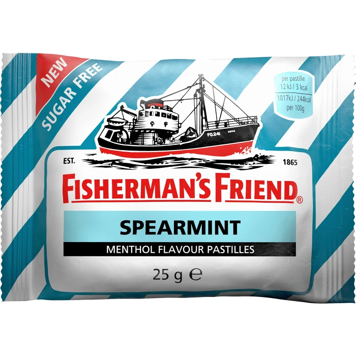 Halstabletter Spearmint Sockerfri 25g Fisherman's Friend