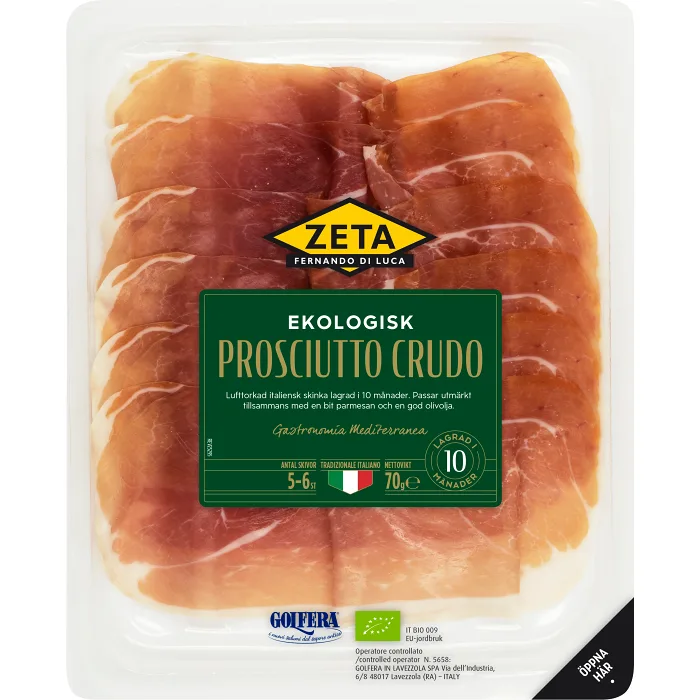 Skinka Lufttorkad Prosciutto Crudo Ekologisk 70g Zeta