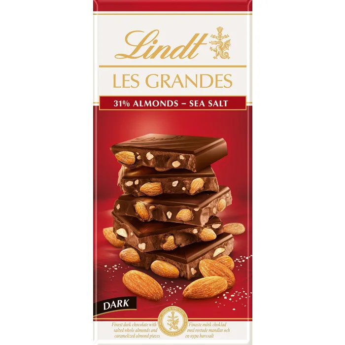 Chokladkaka LES GRANDES Mandel Havssalt Mörk 150g Lindt