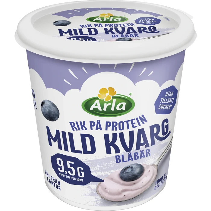 Kvarg Mild Blåbär Laktosfri 0,2% 1000g Arla®
