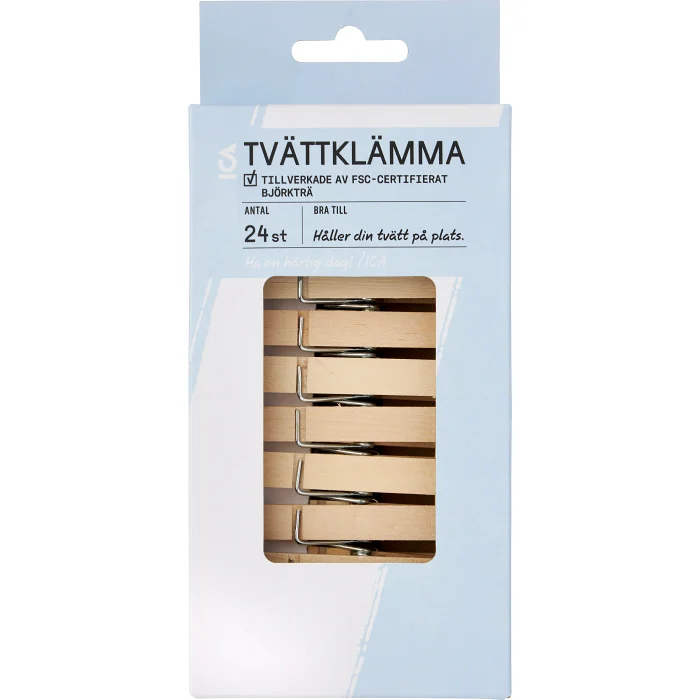 Tvättklämma trä 24p ICA