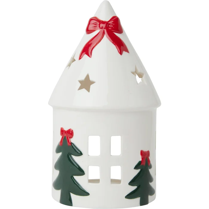 Lykta hus vit H20cm ICA