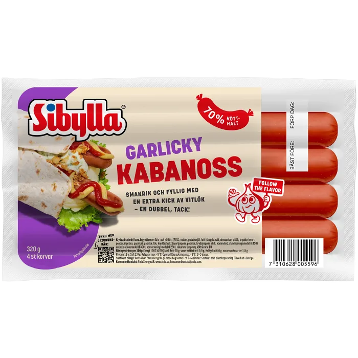 Kryddkorv Garlicky Kabanoss 320g Sibylla