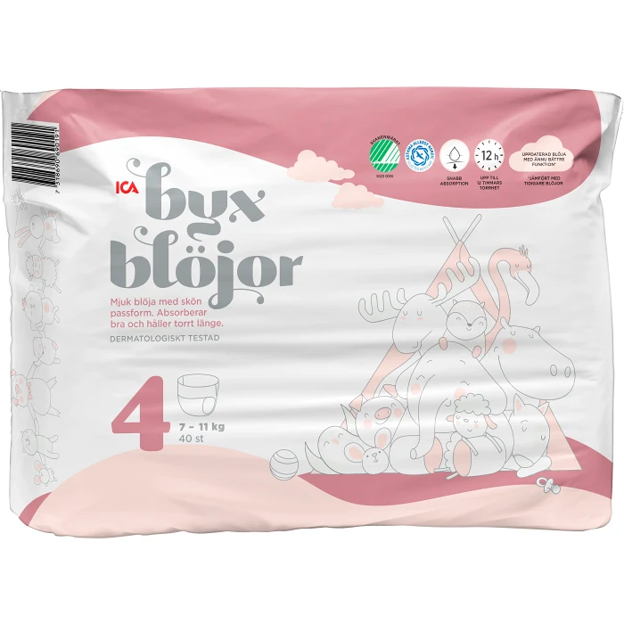 Byxblöjor Strl 4 7-11kg 40-p ICA
