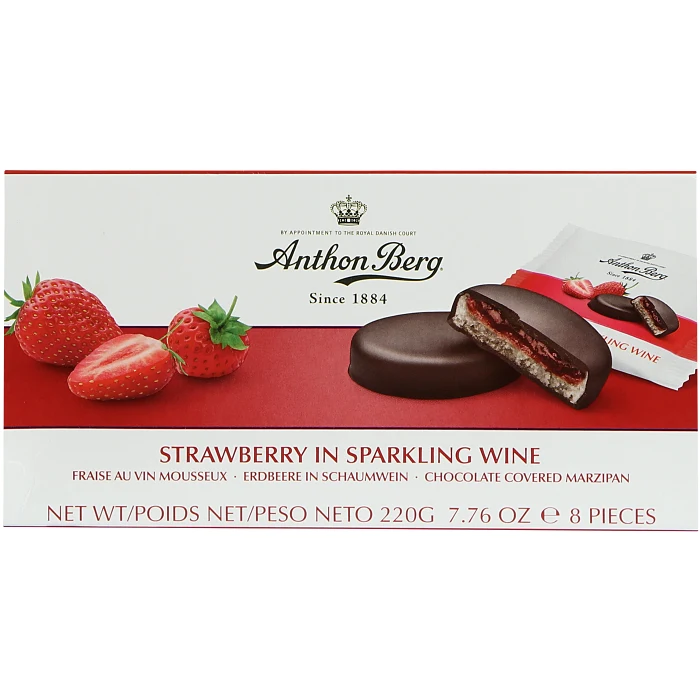Jordgubbar i Mousserande vin 220g Anthon Berg