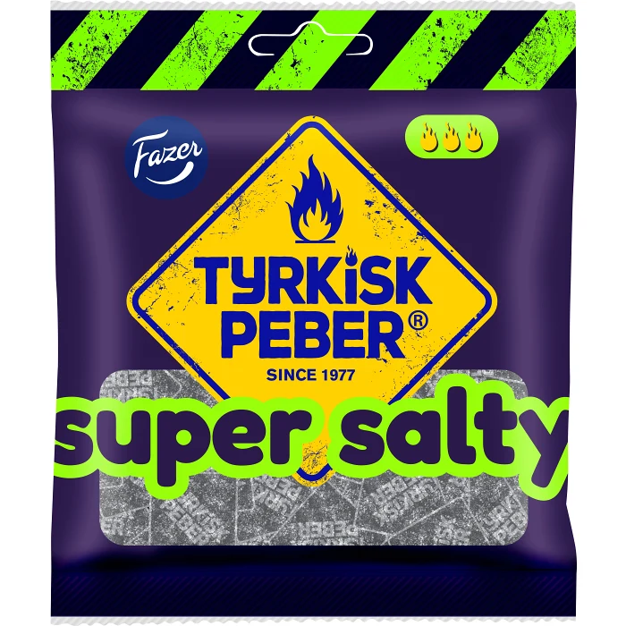 Sockerpåsar Tyrkisk Peber Super Salty 80g Fazer