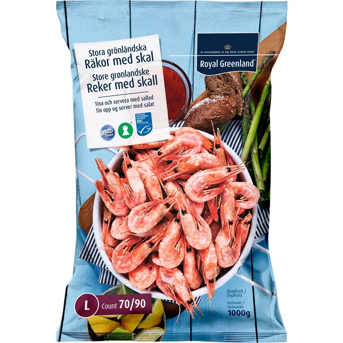 Räkor med skal Fryst 1kg Royal Greenland