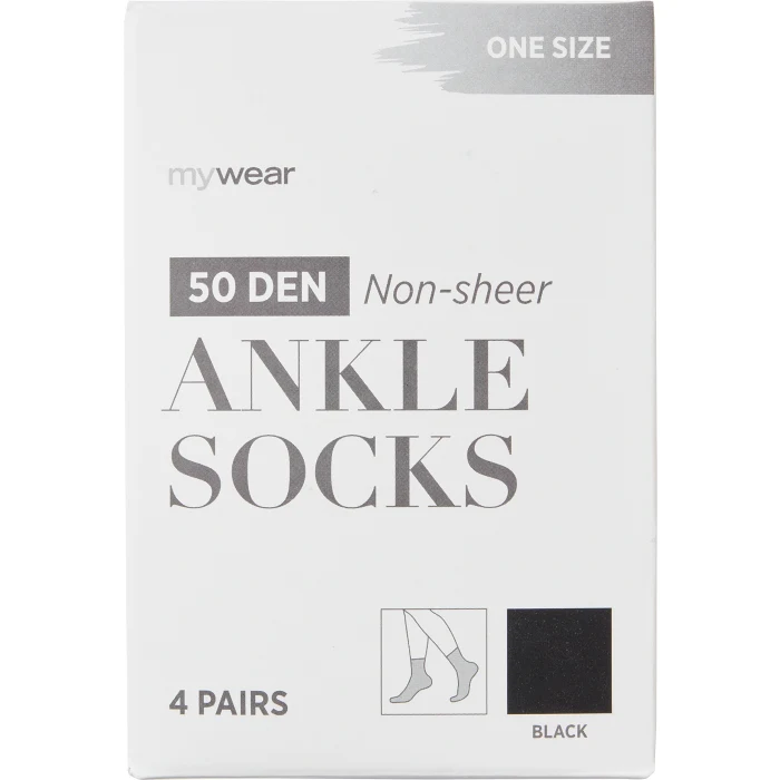 Ankelsocka 4p 50D svart onesize mywear