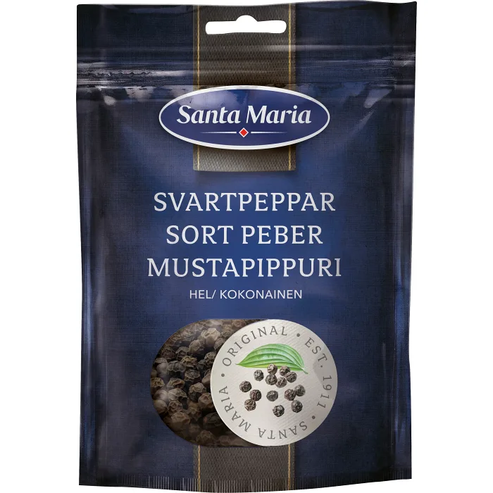 Krydda Svartpeppar Hel påse 70g Santa Maria