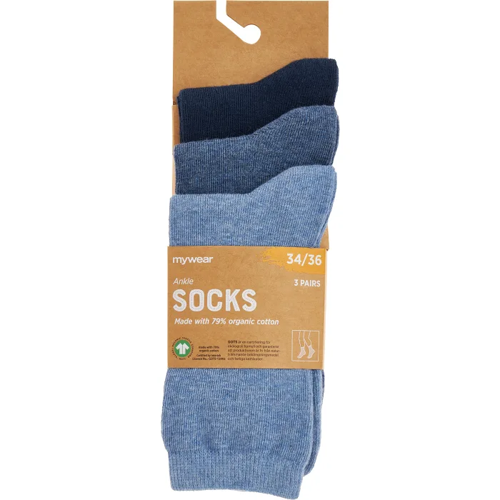 Strumpa 3p blåmel 28/30 mywear