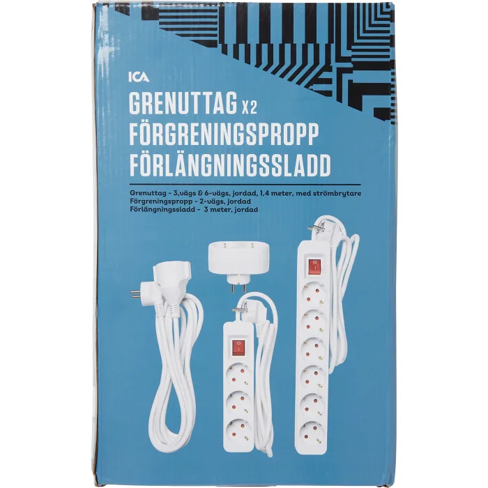 Grenuttag x2, Förgreningspropp, Förlängningssladd ICA
