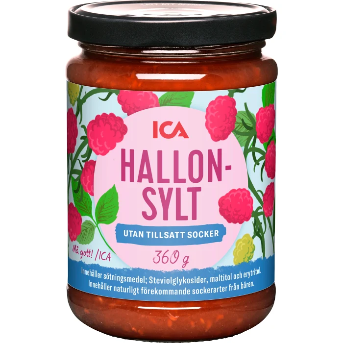 Hallonsylt utan tillsatt socker 360g ICA