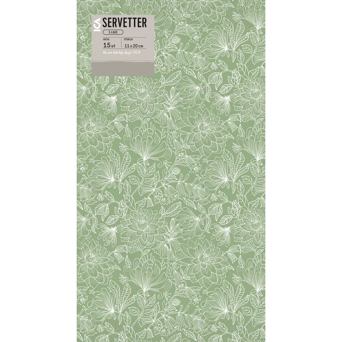 Servett 20cm Flow grön 15-p ICA