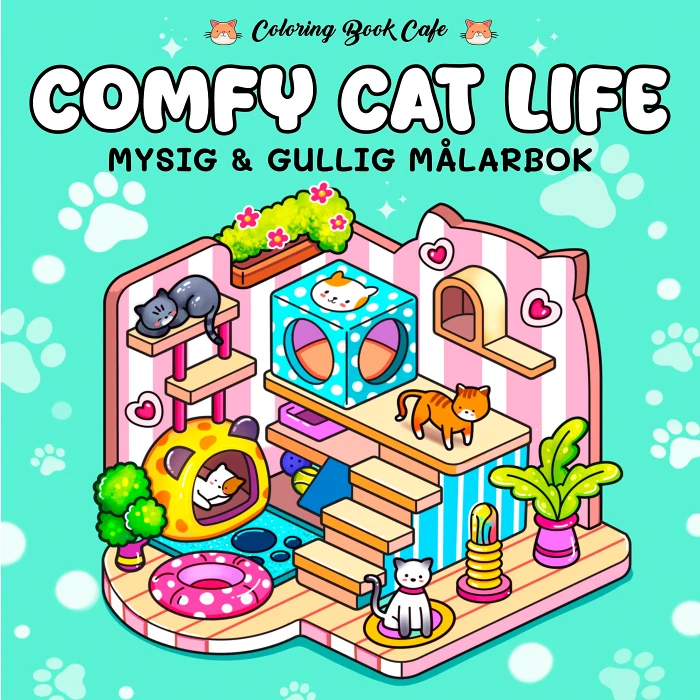 Comfy Cat Life. Mysig och gullig Cozy Coloring målarbok från Coloring Book Cafe